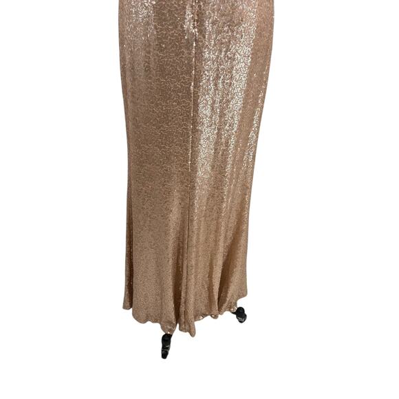 Tadashi Shoji Off-the-Shoulder Sequined Gown Champagne‎ Rose Gold Size XL - Picture 11 of 14